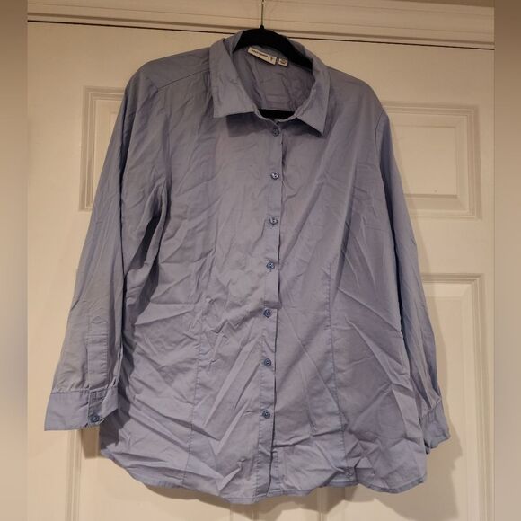Susan Graver blue button up shirt - Picture 1 of 4